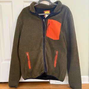 NWT Men's Aeropostale Prince & Fox Full Zip Fleece Jacket Large L Olive/Orange
